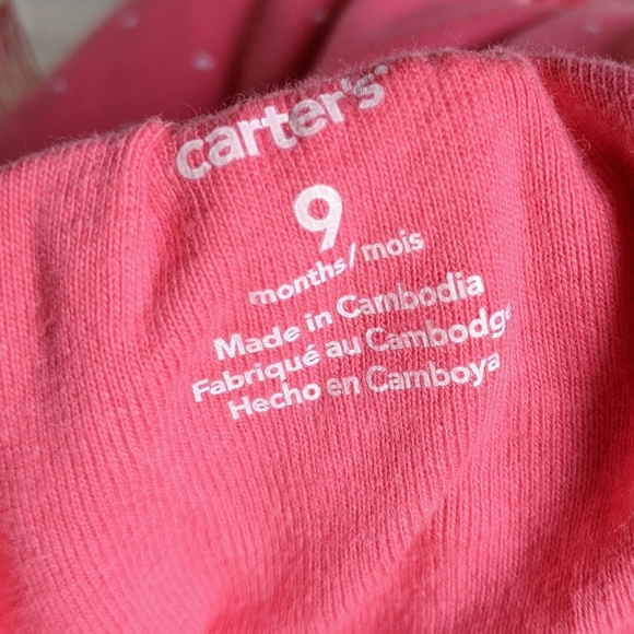 SOLD Carter 9m Bodysuit Dress Pink&Wht Polka Dot - Picture 7 of 8